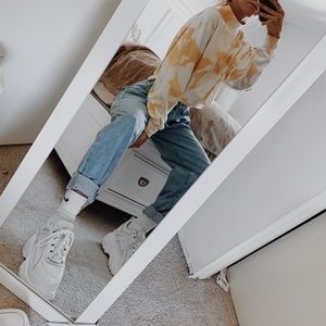 Crop high neck tie dye sweater